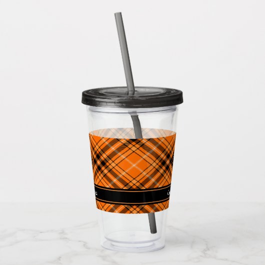 Verre En Acrylique Tartan orange d'Halloween (Gauche)