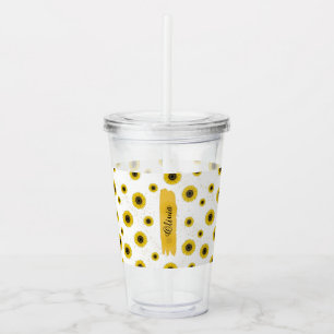 Verre En Acrylique Tasse en acrylique à motif tournesol blanc personn