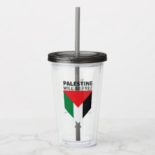 Verre En Acrylique Tenez-vous avec la Palestine, le drapeau et l'oliv