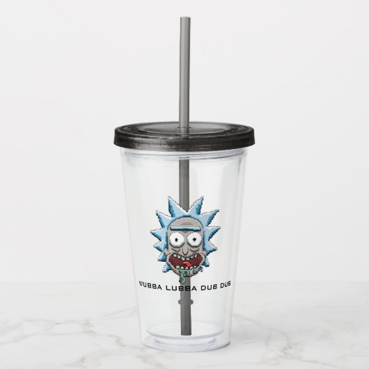 Verre En Acrylique Tête Pixelette Rick Drooling (Devant)