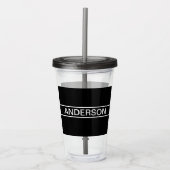 Verre En Acrylique Texte personnalisable | Bold Modern Black & White (Devant)