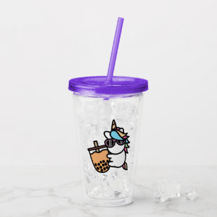 Verre En Acrylique Thé à bulle mûre et licorne