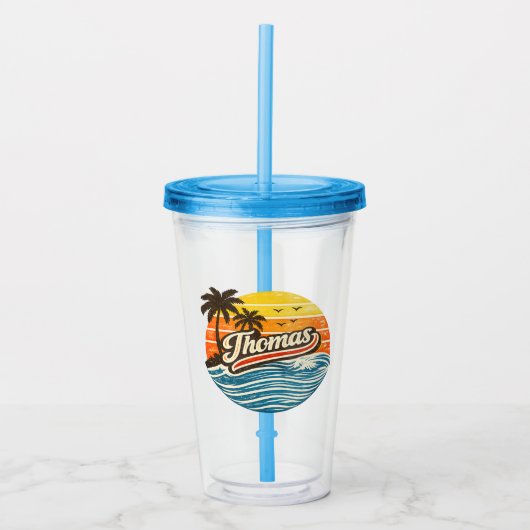 Verre En Acrylique Thomas Retro Sunset Name Design (Devant)