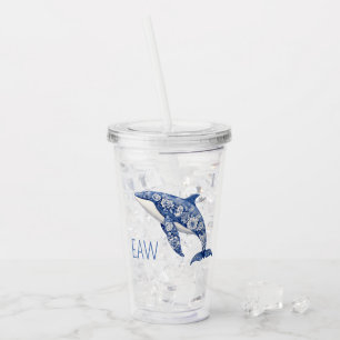 Verre En Acrylique Toile Bleue Floral Plage Dolpho Monogramme