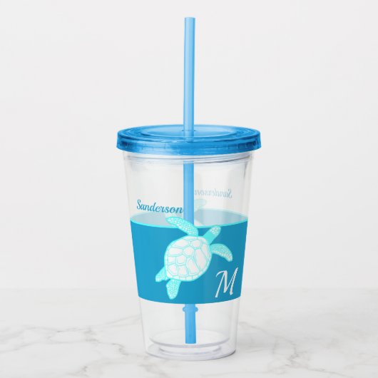 Verre En Acrylique Tortue côtière bleu Turquoise blanc (Devant)