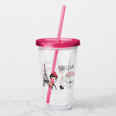 Verre En Acrylique Tour Eiffel Paris Fille et Chat personnalisée (Dos)