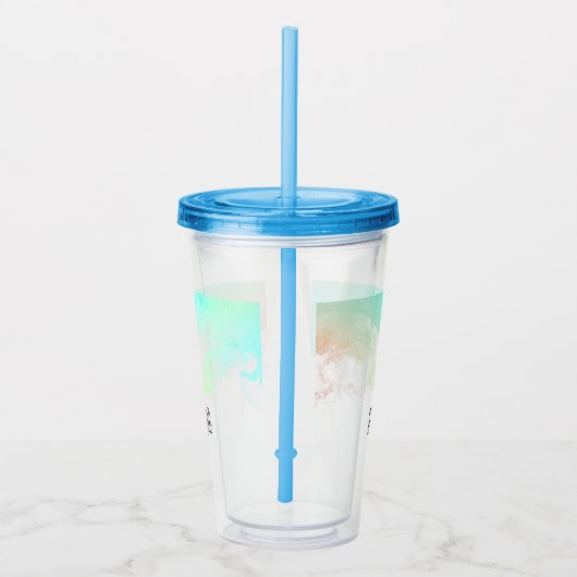 Verre En Acrylique Tourbillons aquarelles abstraits verts et bleus mo (Droite)