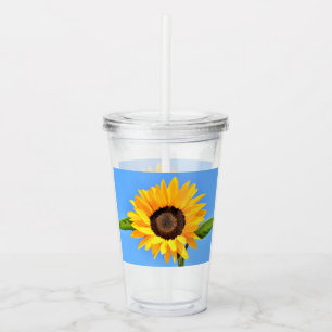 Verre En Acrylique Tournesol jaune contre soleil sur ciel bleu - été