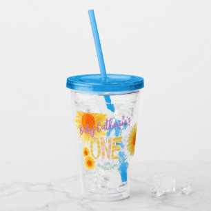 Verre En Acrylique Tournesol mignon Premier anniversaire