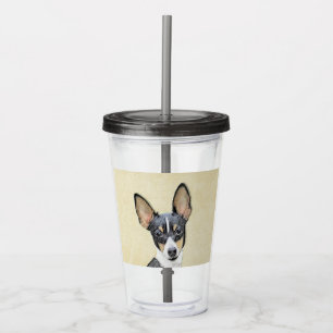Verre En Acrylique Toy Fox Terrier Peinture - Cute Original Chien Art