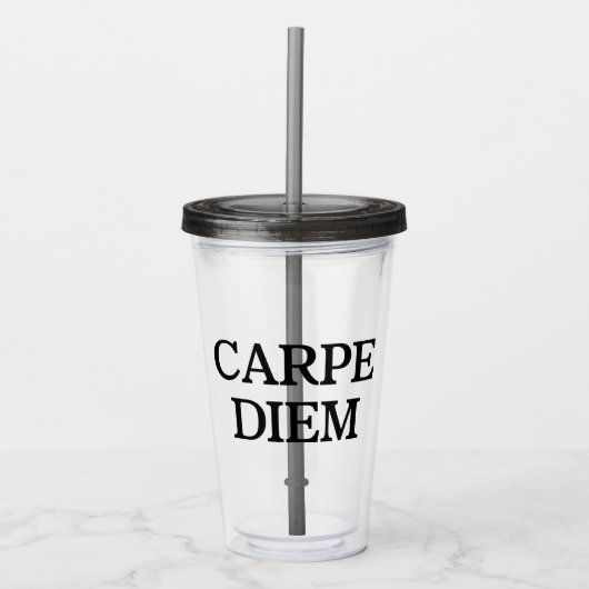 Verre En Acrylique Tumbler acrylique gris Carpe Diem (Devant)
