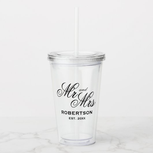 Verre En Acrylique Tumbler acrylique M & Mme pour mariage (Devant)
