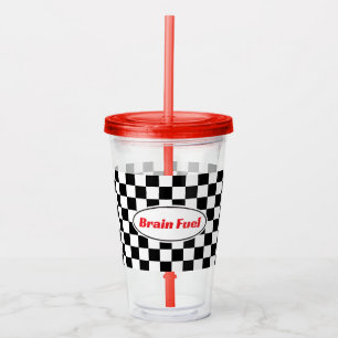 Verre En Acrylique Tumbler en acrylique de voyage à drapeau à damier 