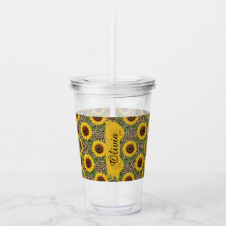 Verre En Acrylique Tumbler en acrylique tournesol personnalisé