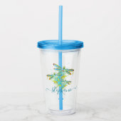 Verre En Acrylique Turquoise Splatter Dragonfly personnalisée (Devant)