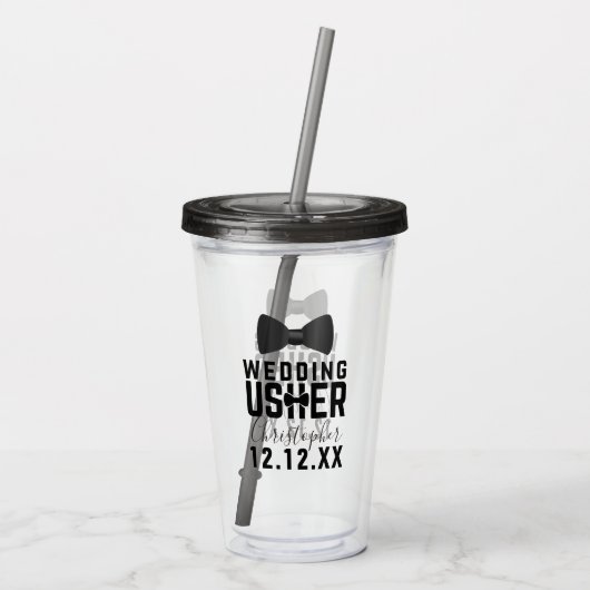 Verre En Acrylique Tuxedo Mariage Usher Bridal Party Tumbler (Dos)