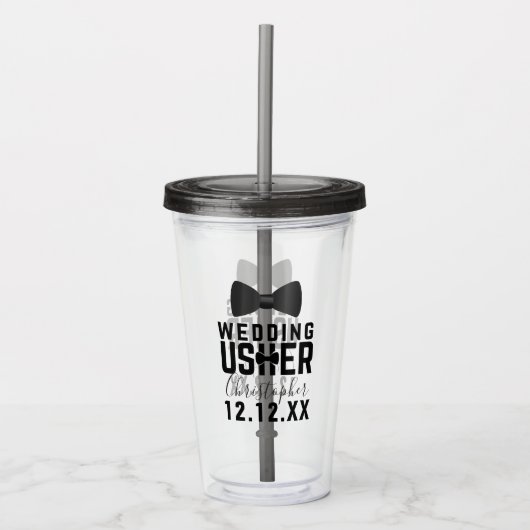 Verre En Acrylique Tuxedo Mariage Usher Bridal Party Tumbler (Devant)