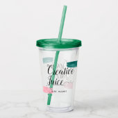 Verre En Acrylique Typographie de jus créatif rose et vert Abstrait (Dos)