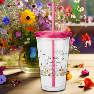 Verre En Acrylique Une Vie de Papillons Fête de Mariage aux Fleurs Sa