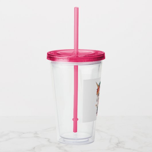 Verre En Acrylique UNICORN 16oz, Fuchsia Pink (Droite)