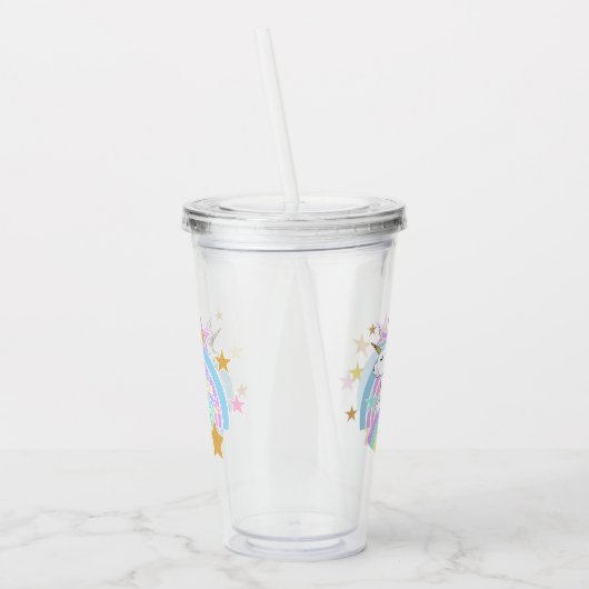 Verre En Acrylique Unicorne arc-en-ciel (Gauche)