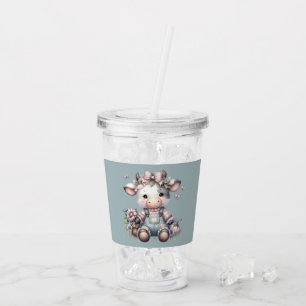 Verre En Acrylique Vache Bébé mignonne Pastel dans les salons avec fl