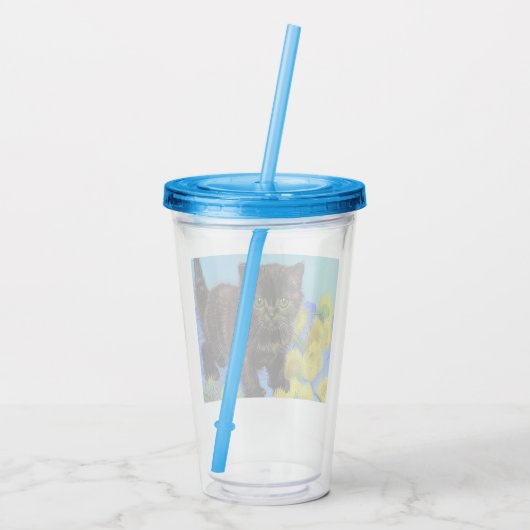 Verre En Acrylique Van Gogh Style Chat avec tournesol (Dos)