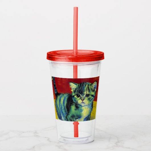 Verre En Acrylique Van Gogh Tabby Cat (Devant)