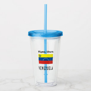 Verre En Acrylique Venezuela et drapeau vénézuélien avec votre nom