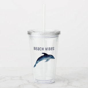 VERRE EN ACRYLIQUE VIBLES DE PLAGE ET CATÉGORIE DOLPHIN