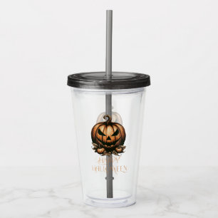 Verre En Acrylique Vintage heureux citrouille Halloween