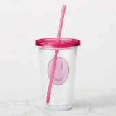 Verre En Acrylique Visage de sourire rose Parties scintillant (Dos)