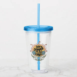 Verre En Acrylique Voir le bon dans toutes les choses Hippie Graphic