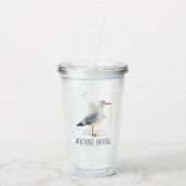 Verre En Acrylique Watercolor Beach Seagull Personalized (Dos)