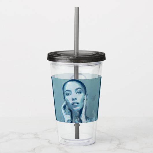 Verre En Acrylique "Woman in Blue" Premium Canvas (Devant)