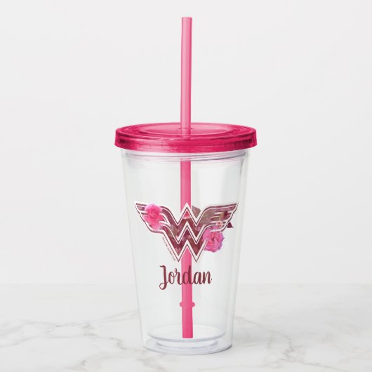 Verre En Acrylique Wonder Woman Pink Camellia Flowo (Devant)