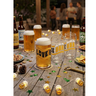 Verre en forme de canette "Love Beer" rétro
