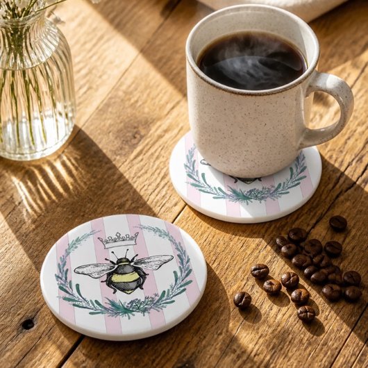 Verre En Grès Abeille Couronnée dans une Couronne | Dessous de V