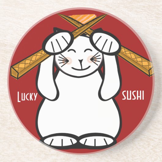Verre En Grès Chat Lucky - Maneki Neko - sushi.. Dessous de verr (Devant)