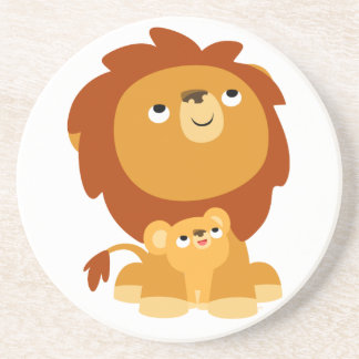 Verre En Grès Cute Cartoon Protecteur Papa Lion et Dessous de ve