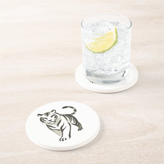 Verre En Grès Dessin de tigre de marche - Design de Dessous de v (Côté)
