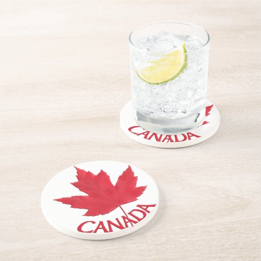 Verre En Grès Dessous de verre-souvenir Canada Dons du drapeau (Côté)