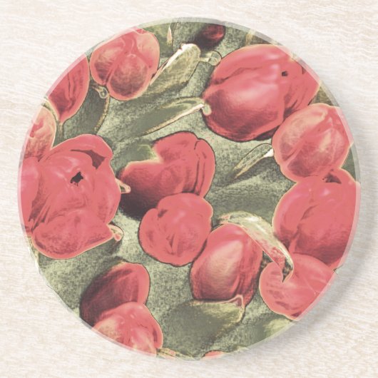 Verre En Grès Dessous de verre, tulipes rouges, art décoratif (Devant)