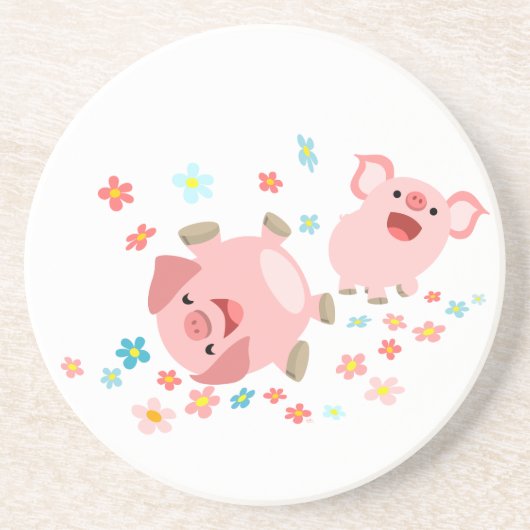 Verre En Grès Deux mignons cochons de dessin dans le Dessous de (Devant)