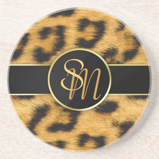 Verre En Grès Élégant Empreinte de léopard Monogram - Dessous de (Devant)