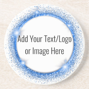 Verre En Grès Faux Blue Parties scintillant Cercle   Dessous de 