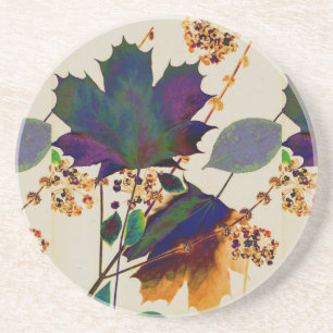 Verre En Grès Feuilles d'automne Couleurs royales Dessous de ver