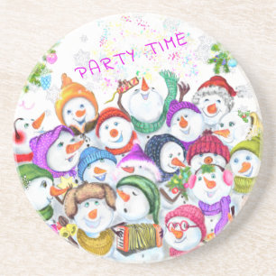 Verre En Grès Joyeux Snowmans Fête de Noël Funny Dessous de verr