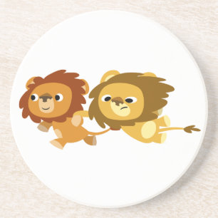 Verre En Grès Lions caricaturaux mignons dans un Dessous de verr