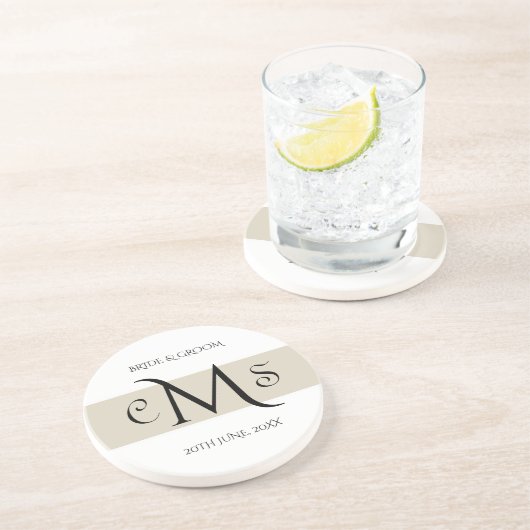 Verre En Grès Monogramme de mariée et de chambre Dessous de verr (Côté)